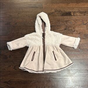 Jean Bourget Girls Cream and Brown Jacket Size 2T